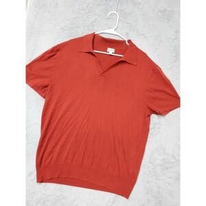 J Crew Polo Shirt Mens XL Johnny Collar Short Sleeve Knit Maroon Elastic Waist